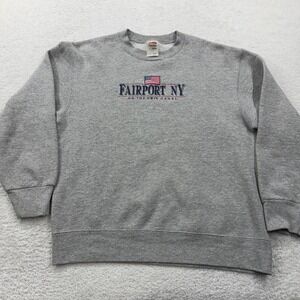 VTG Fruit of the Loom Best Fairport NY Erie Canal Sweatshirt Men M Grey Crewneck